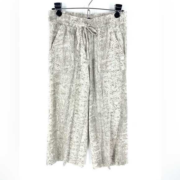 Beau Dawson Linen Blend Wide Leg Pants Womens S Snake Print Lagenlook Beachy - Picture 1 of 9